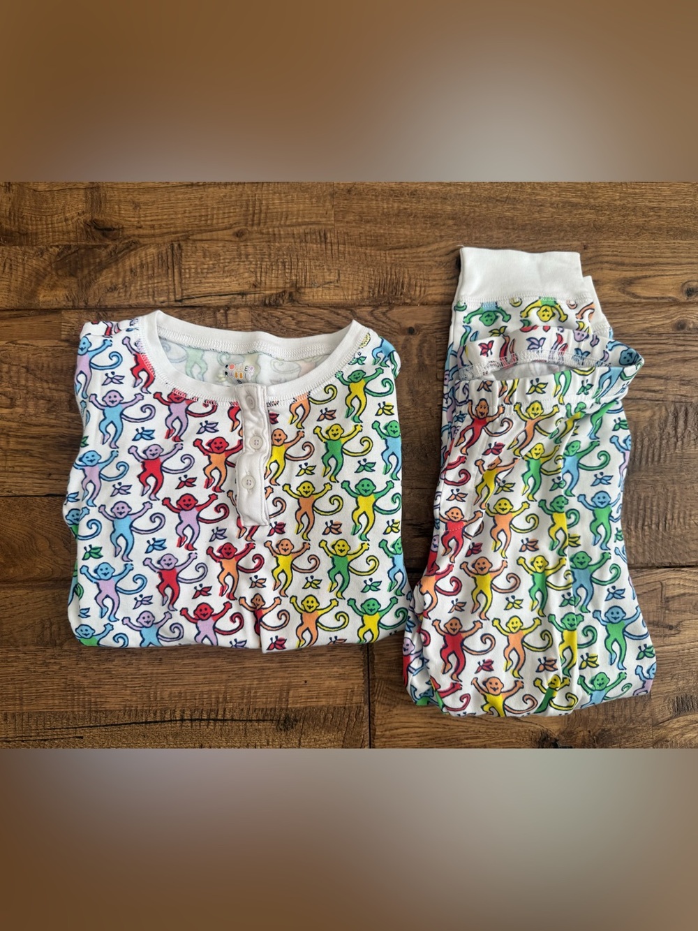 Roller Rabbit Monkey Disco Pajamas Set Kids Size 7 8 Pima Cotton C